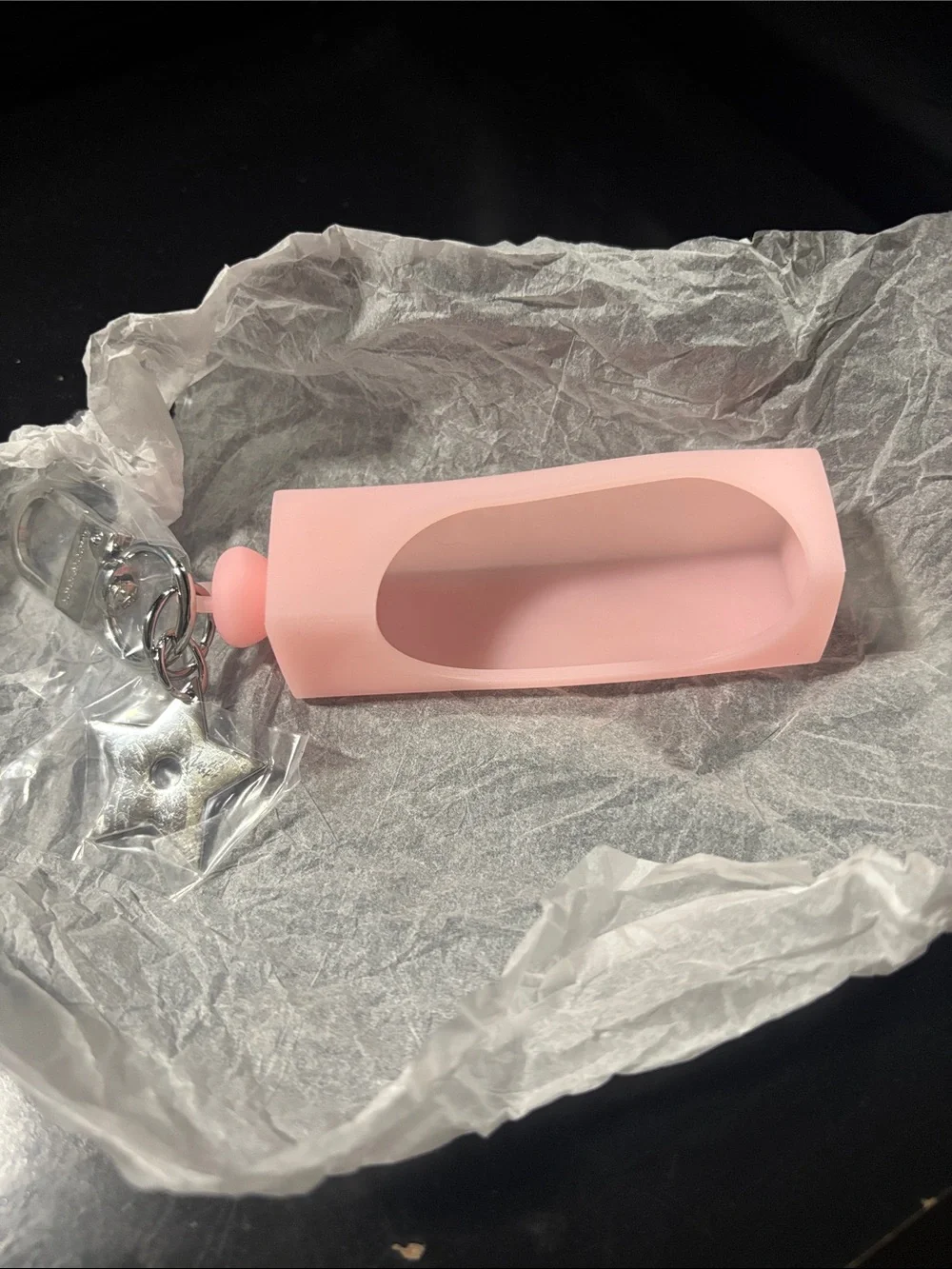 Dior Pink Silicone lipgloss Keychain Holster with Star Charm